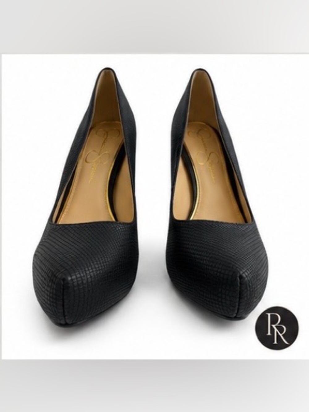 Jessica Simpson Black Textured Platform Pumps Stiletto Heels Size 8M